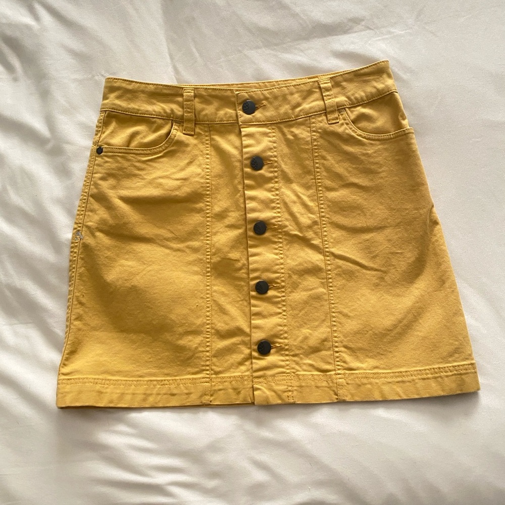 Stio Yellow Button-Down Mini Skirt